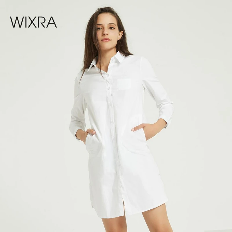 Wixra Женская однотонная тонкая белая хлопковая блузка женская элегантная