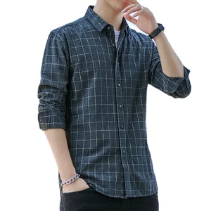 Men's Shirt 100% Cotton Cotton Plaid Long Sleeve Cardigan Shirt Men's Casual Loose Square Collar Shirt Men's Clothing Real Shot 10 item image
