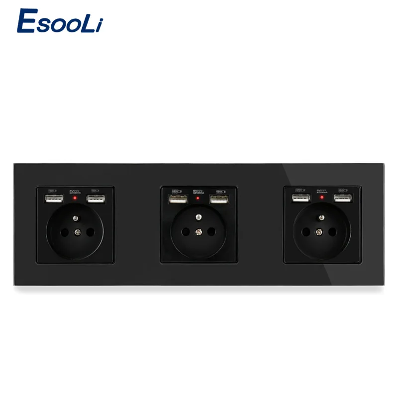 Розетка стеновая Esooli со стеклянной панелью 6 USB-портов 258 х86 мм | Обустройство дома