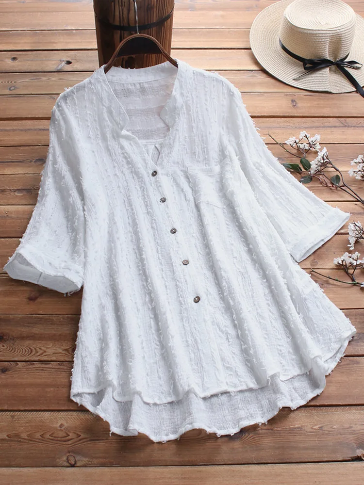 4Xl 5Xl Женская блузка хлопковые рубашки женские повседневные с коротким рукавом в