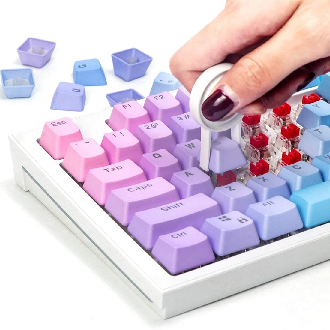 

87 Keys Wired Mechanical Keyboard E-sports Gaming Keyboard - White / Blue (Cherry Red/Brown Switch)