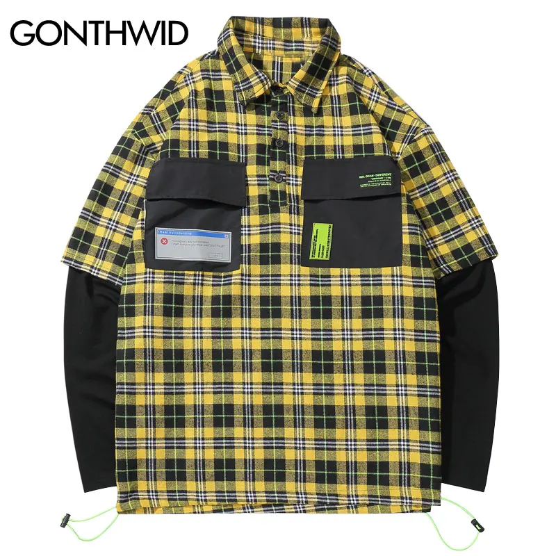 GONTHWID Поддельные 2 шт. мульти пуловер с карманами Длинные рукава кнопки вниз