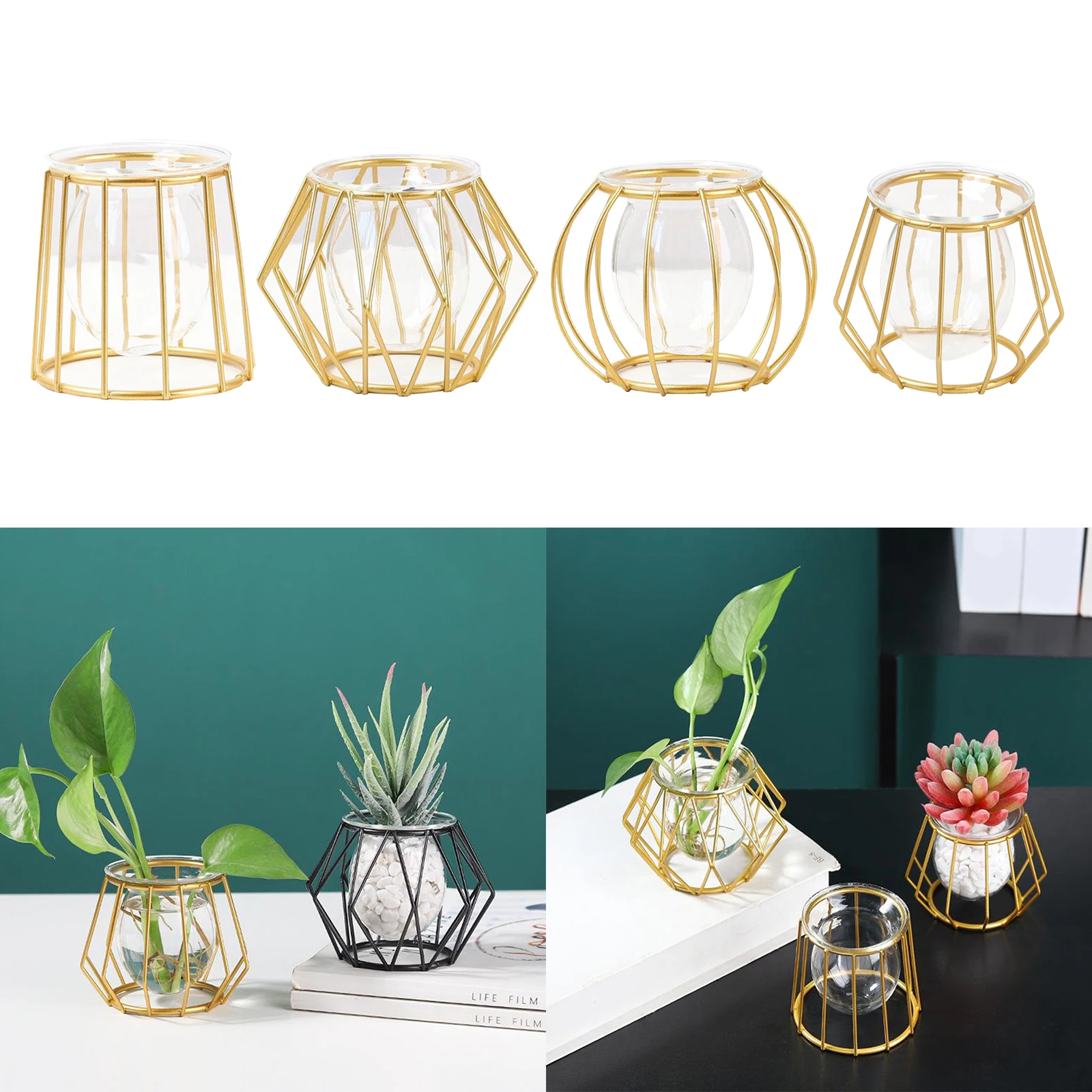Металлическая проволока 3D геометрическая ваза для цветов Домашнее растение