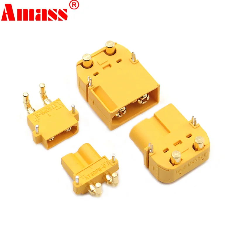 

Amass XT30PW XT60PW Plug Male Female Connector Lipo Battery PCB Board Banana Golden Head Right Angle Horizontal Connector For RC