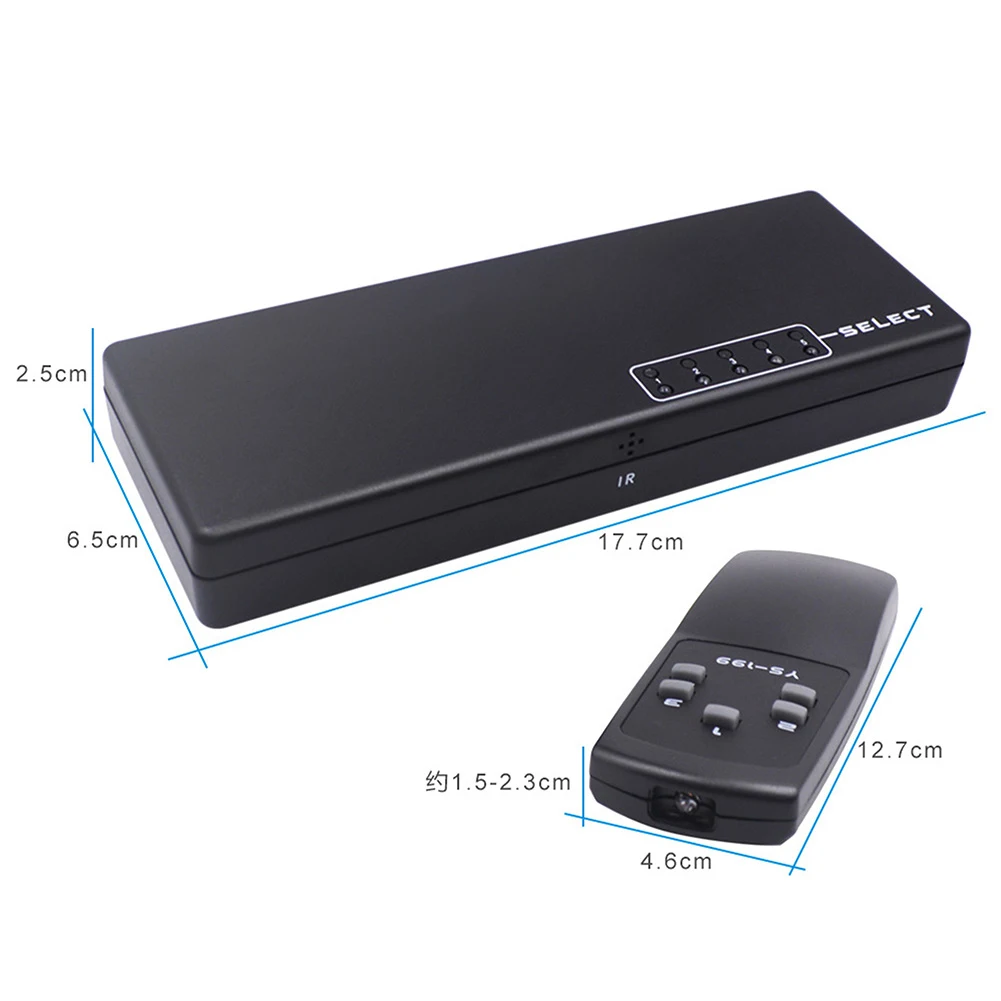 

5 Port 1080P Video HDMI-compatible Switch Switcher Selector Splitter For HDTV PS3 DVD STB HDMI-compatible Switcher Hub Adapter