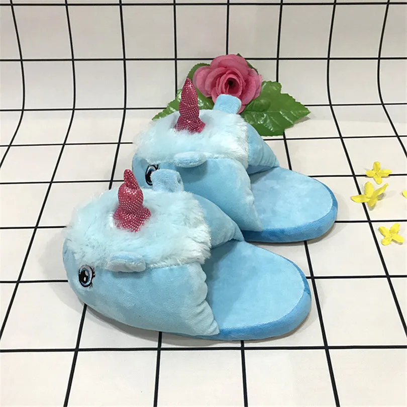 Тапочки домашние унисекс с единорогом LIN KING Зимние удобные теплые плюшевые