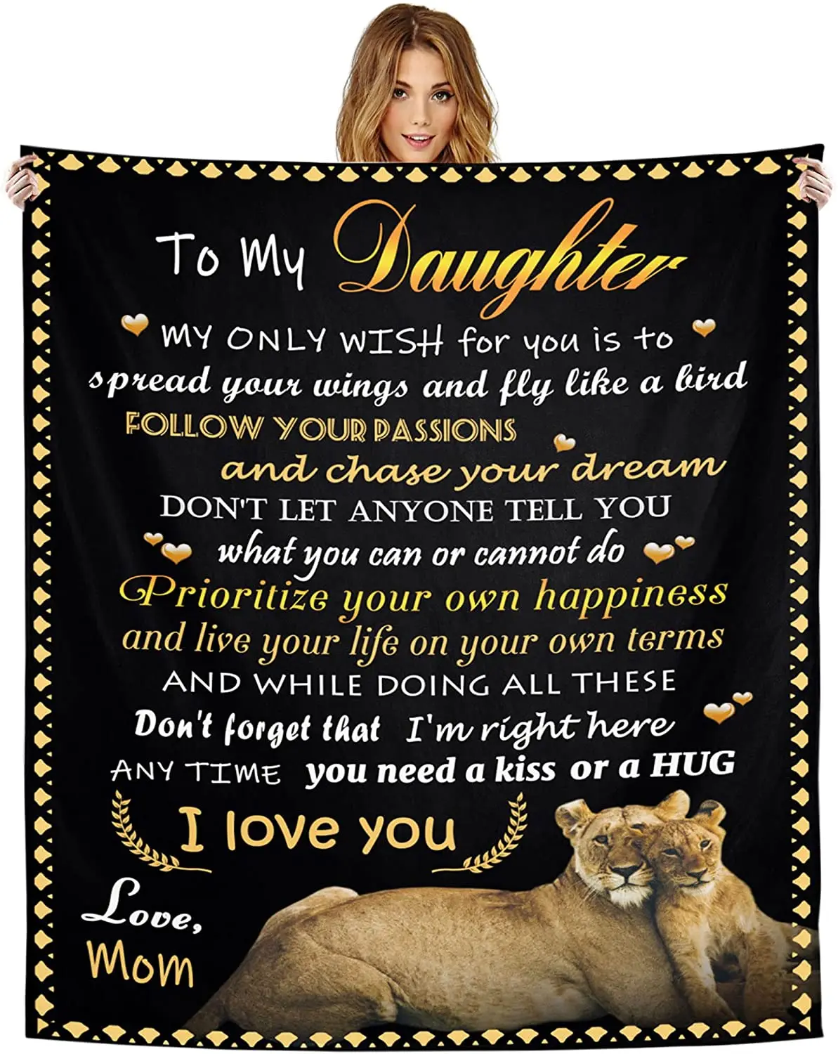 

Throw Blanket - to my daughter blanket Fleece Throw Blanket,Super Soft Ultra-Soft Micro Fleece Blanket for Bedroom SOFE Couch