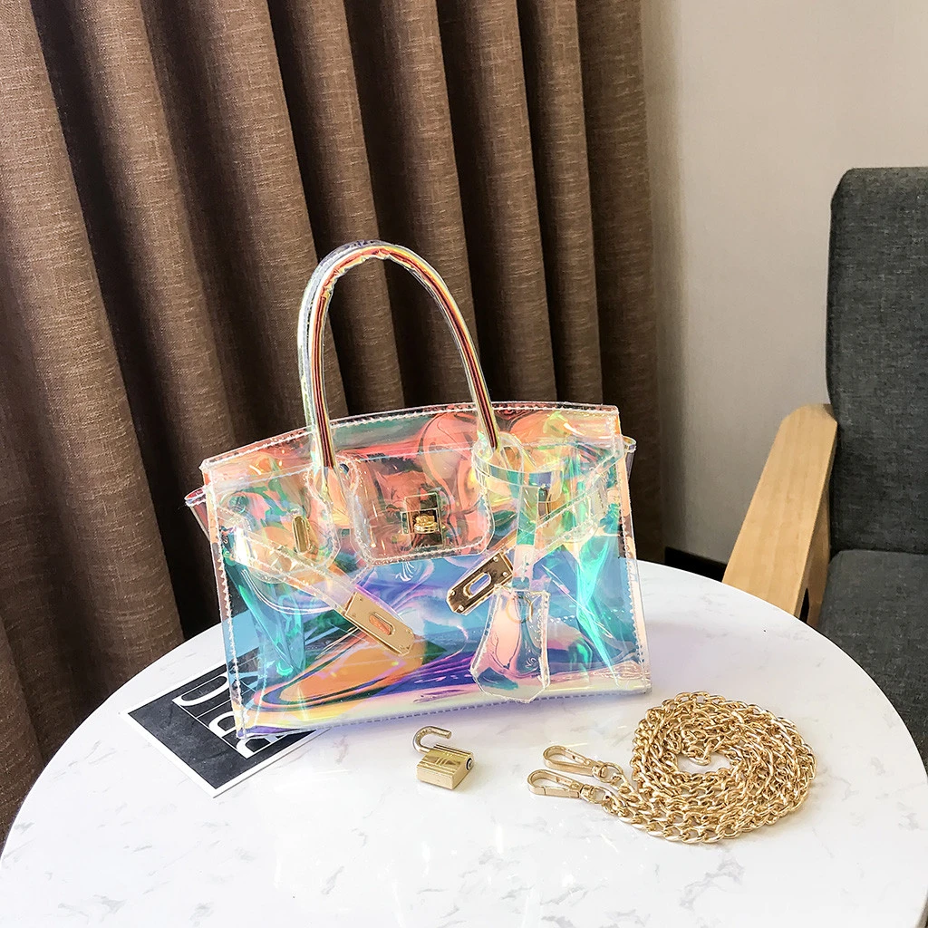 Женская сумка с блестками и принтом повседневная через плечо цепочкой