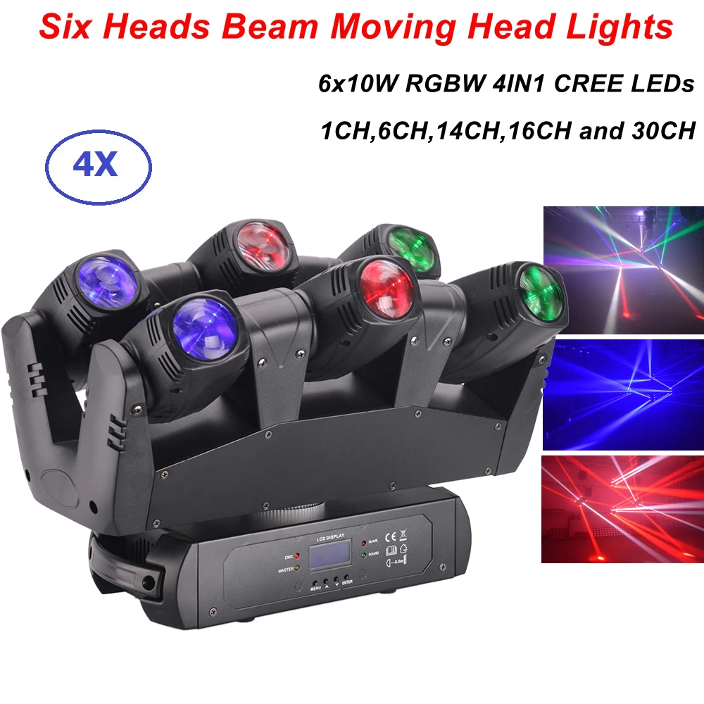 Профессиональсветильник Светодиодный прожектор с движущейся головкой 6x10 Вт RGBW