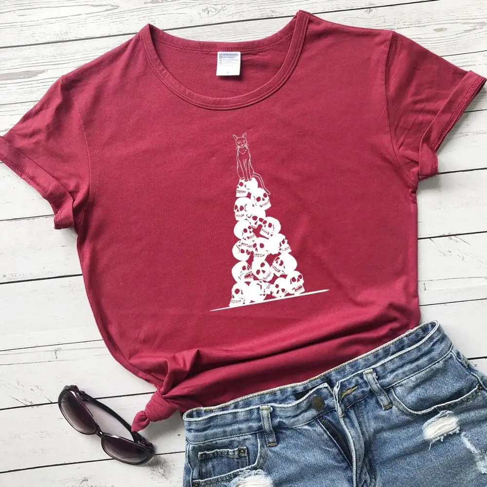 

Женская футболка из чистого хлопка с принтом в виде головы ведьмы