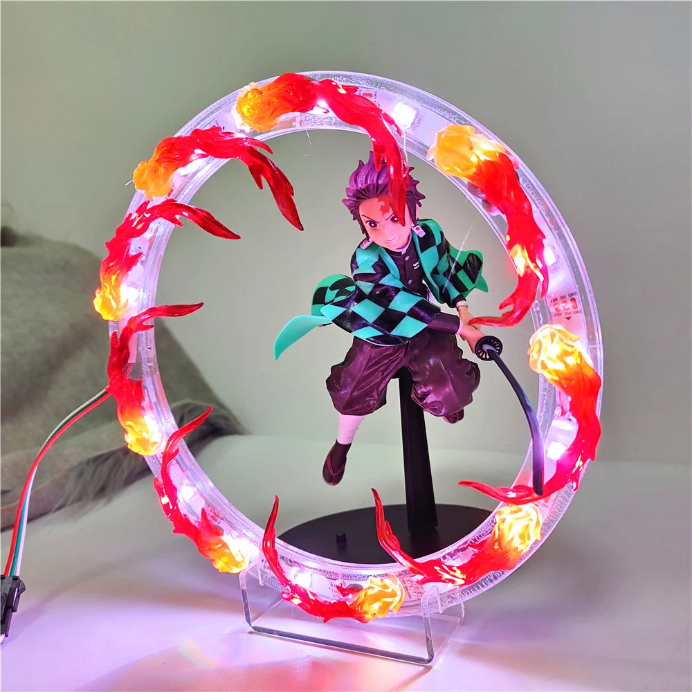 Anime Figure Demon Slayer Tanjirou Fire Water Circle DIY PVC Toys LED Model Kimetsu no Yaiba Action Figma 20cm Juguetes Demonic | Игрушки и