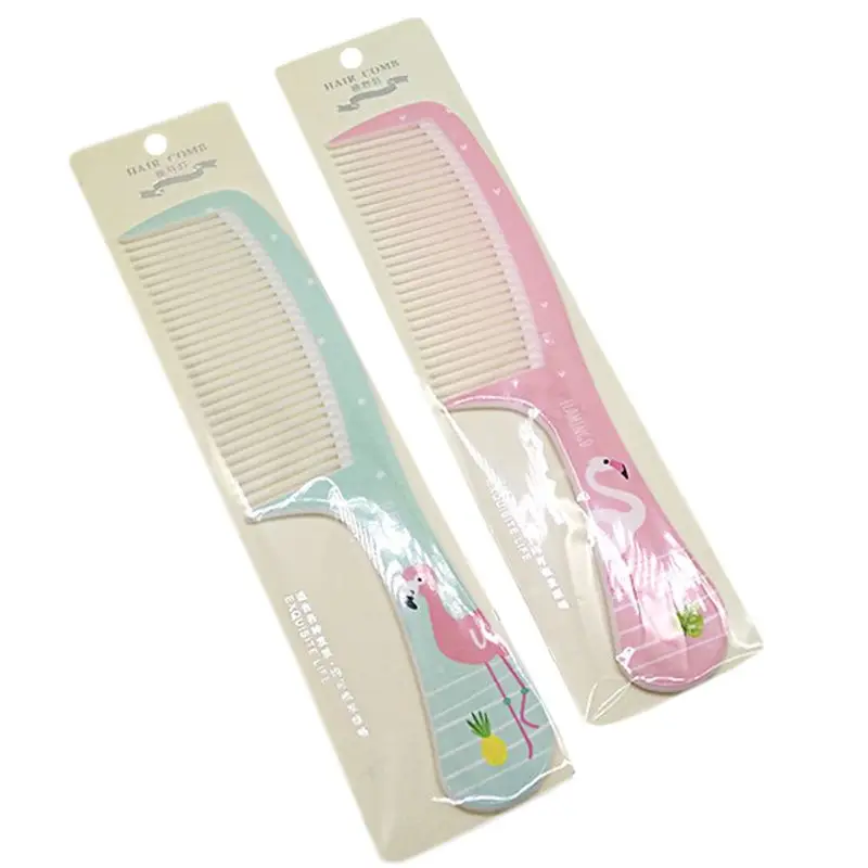 

Women Girls Portable Plastic Hair Comb Fine-Toothed Colorful Cartoon Animal Flamingo Sweet Candy Color Hairbrush Salon Styling