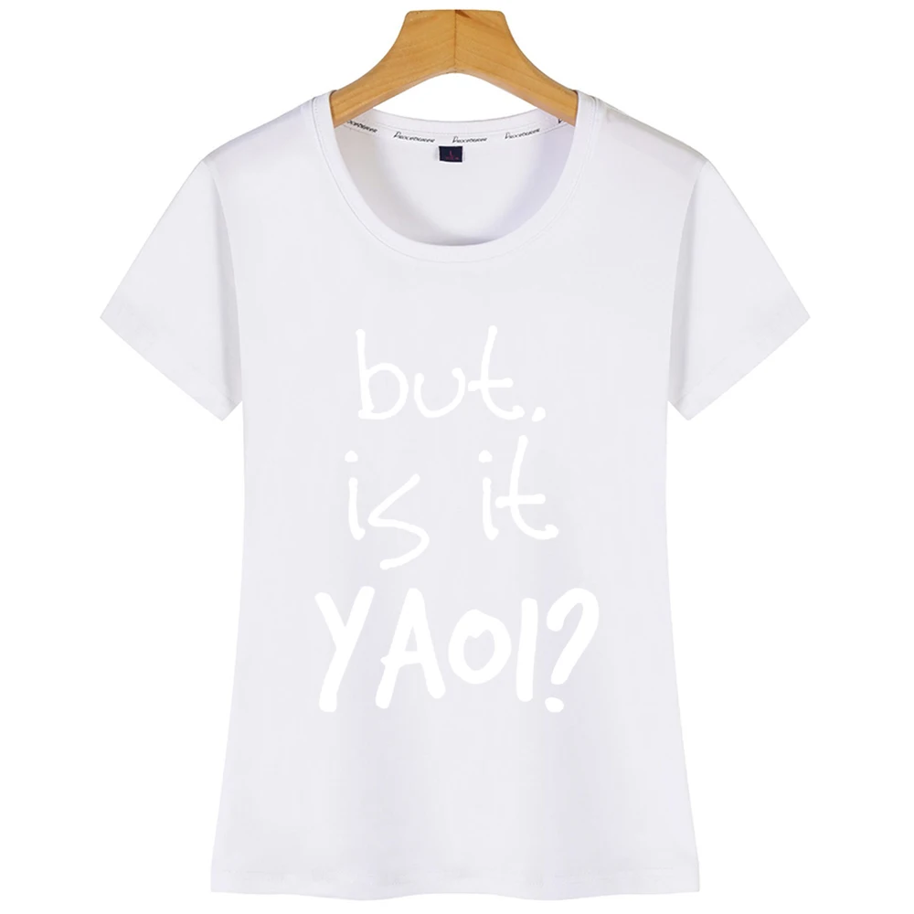 Футболка женская с надписями милая аниме майка принтом Yaoi Is It Bl Fandom Fangirl | Женская