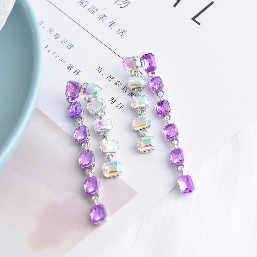 Ztech коллекция фиолетовые серьги-подвески для женщин студентов лепесток