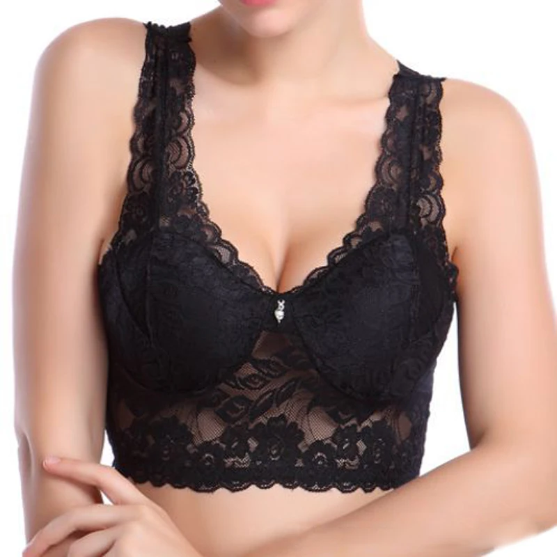 

Sexy Lace Lingerie Women Wire Free Push Up Body Shaping Bra Ladies Comfy Underwear V-neck Solid Colors Seamless Intimate Bras