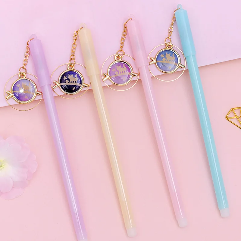 Творческий мультфильм Cat Planet гелевая ручка с подвеской 0 38 мм черные чернила Canetas