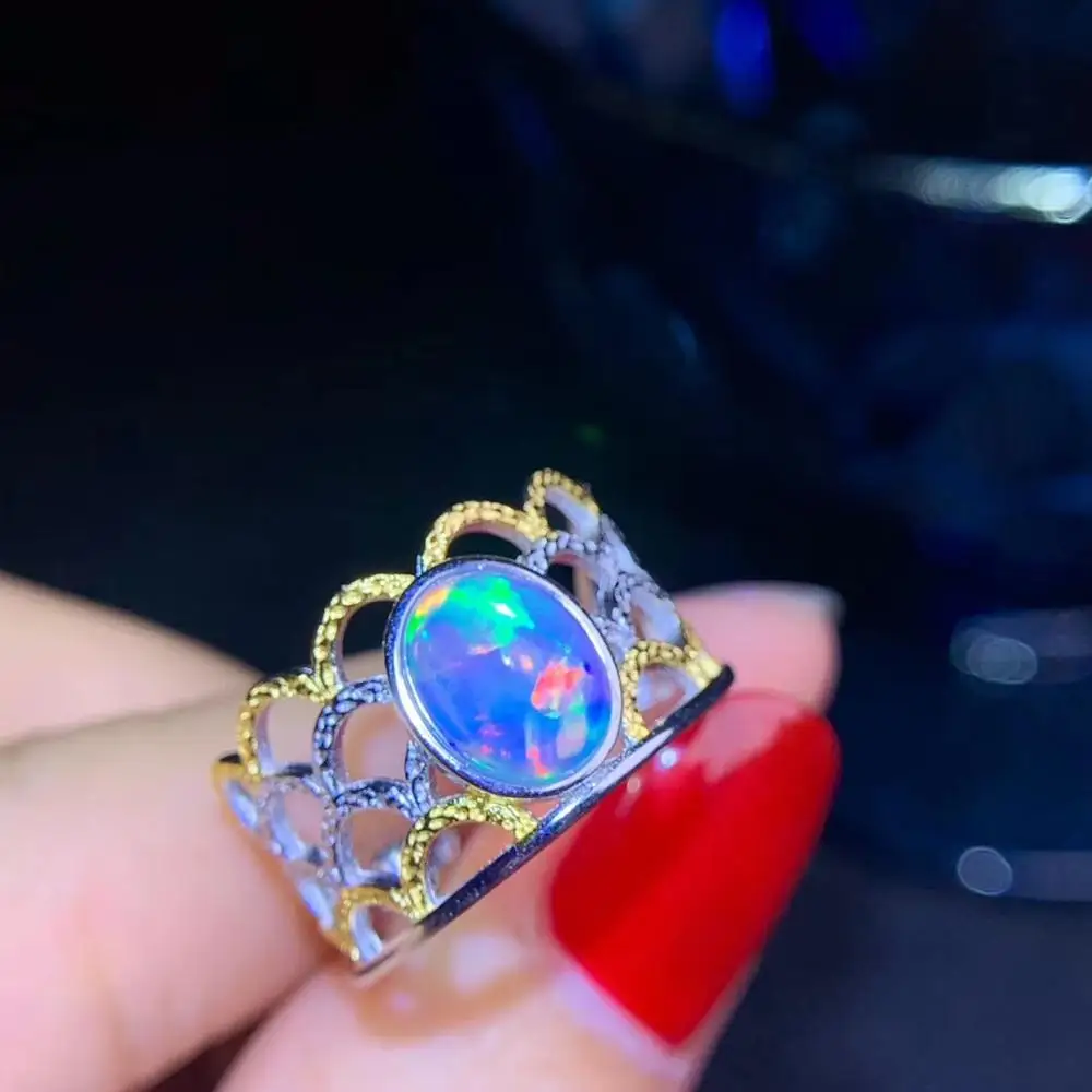 

man woman ring good fireworks gem ring graceful Opal ring silver jewelry strong power ring birthday gift party silver ring