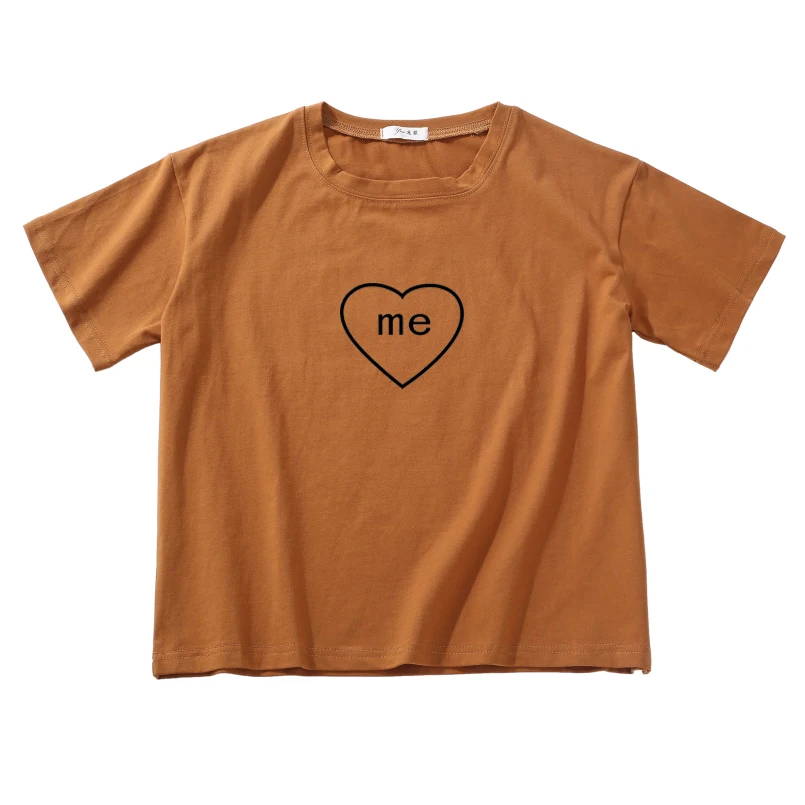 

me heart letter printed graphic summer new women short t shir korean style cotton high quality crop tops female women clothes