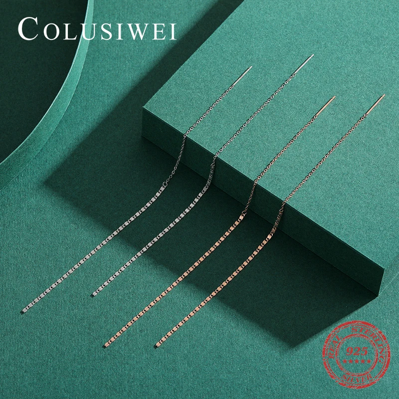 

Colusiwei Brand Long Chain Tassel 100% 925 Sterling Silver Drop Earring Anti-Allergy Earrings for Women Girl Jewelry Accessories