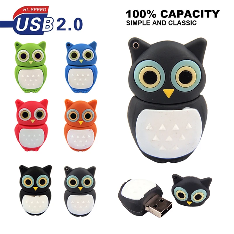 USB флеш накопитель Mini Owl цветной 2 0 реальная емкость 4 ГБ 8 16 32 64 флешка подарки
