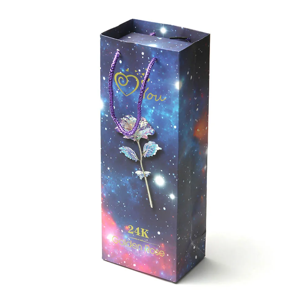 Красочная вечная роза с покрытием из 24 каратного золота в виде Галактики