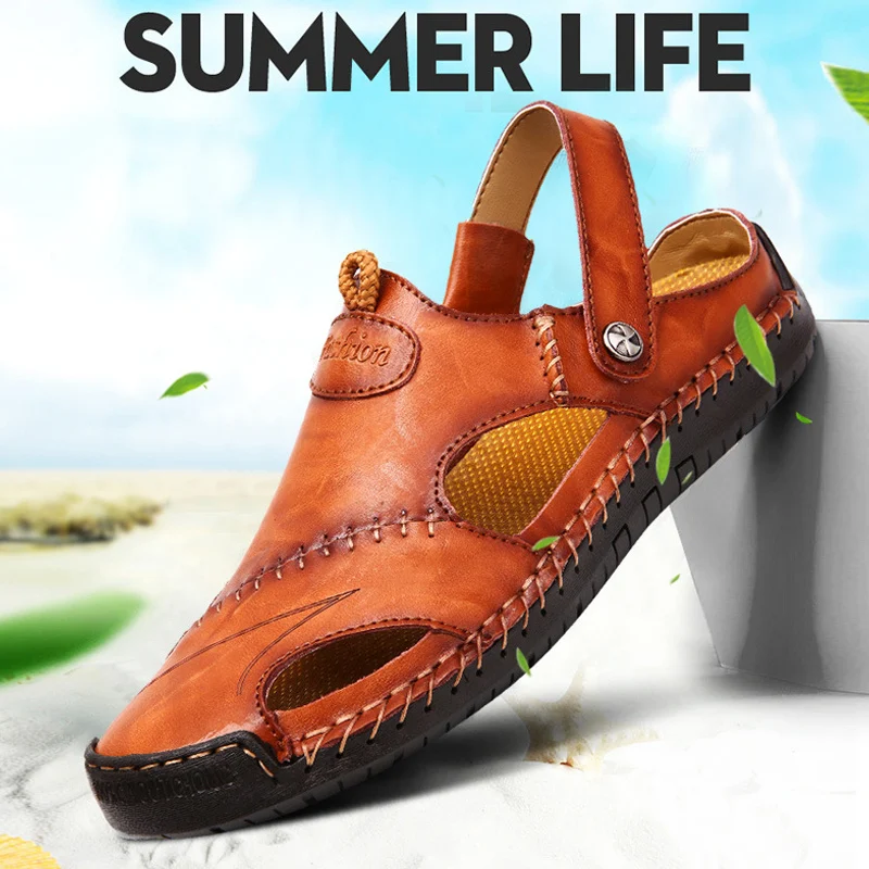 Новинка Высококачественные мужские модные спортивные сандалии с закрытым