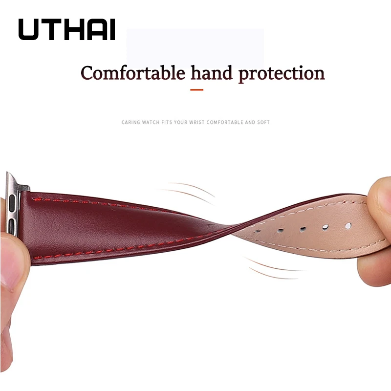 UTHAI P58 Ремешки для наручных часов кожаный ремешок Apple подходит iWatch 1/2/3/4/5