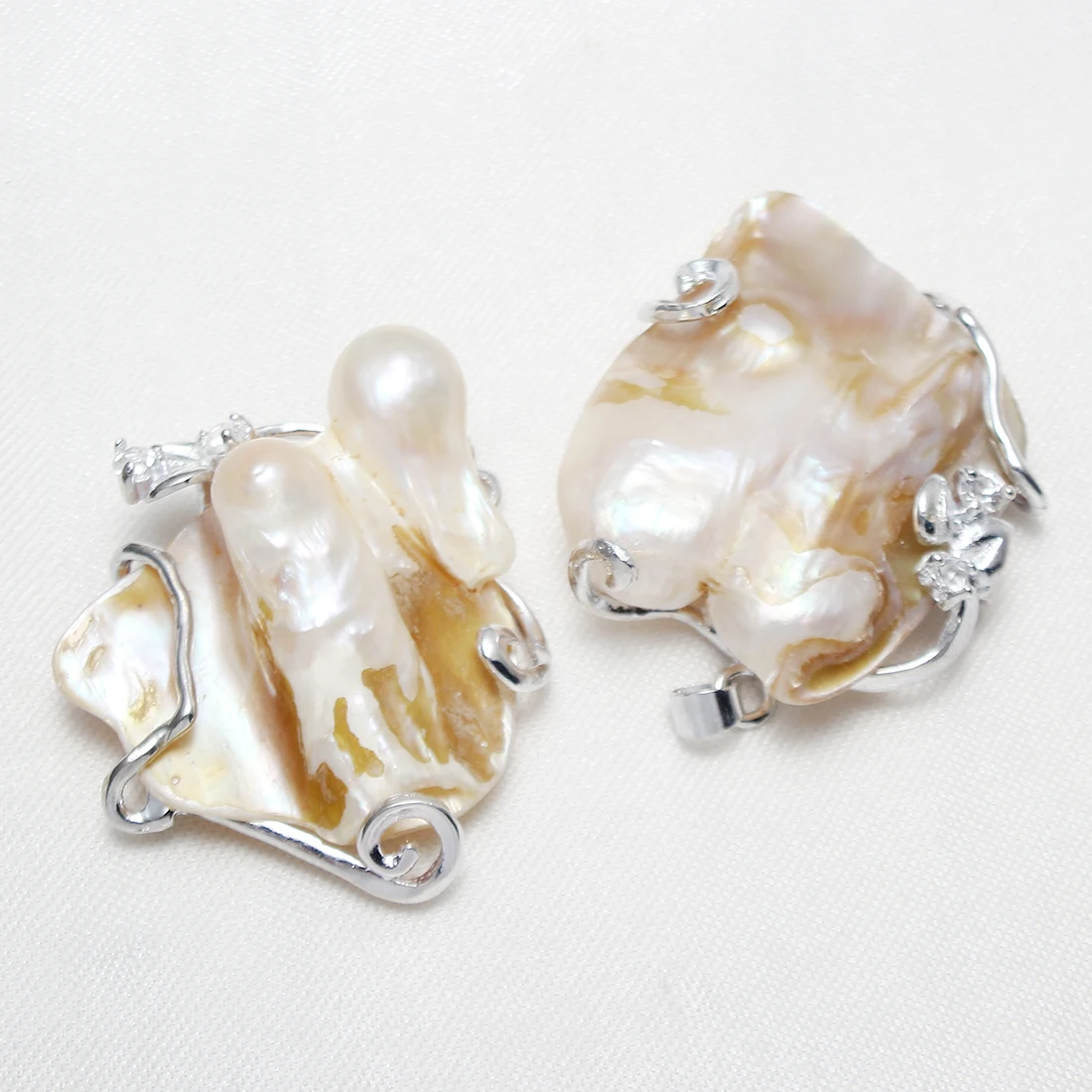 Подвеска с жемчугом Женская из натурального белого жемчуга 30x40 мм 2020|mother of pearl|pearl