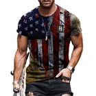 Мужская футболка с принтом американского флага, летняя свободная уличная футболка большого размера с круглым вырезом