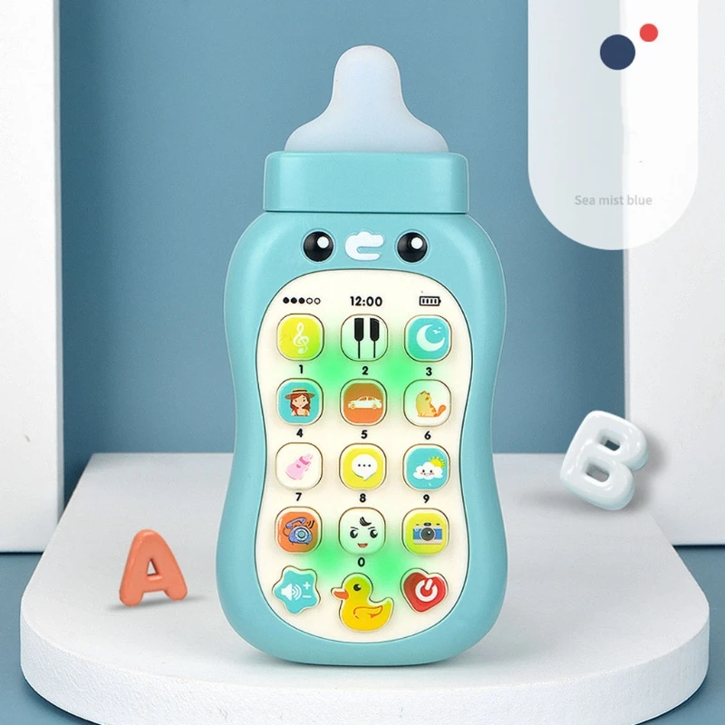 

Baby Bilingual Early Education Cell Phone Bottle Toy, Simulation Bottle Imitating Music Phone for 1+ Years Toddlers Drop Ship