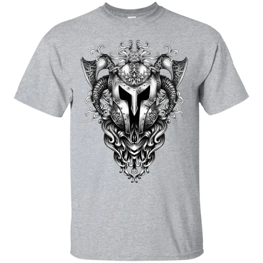 2019 футболка с коротким рукавом и круглым вырезом изображением шлема Викинга