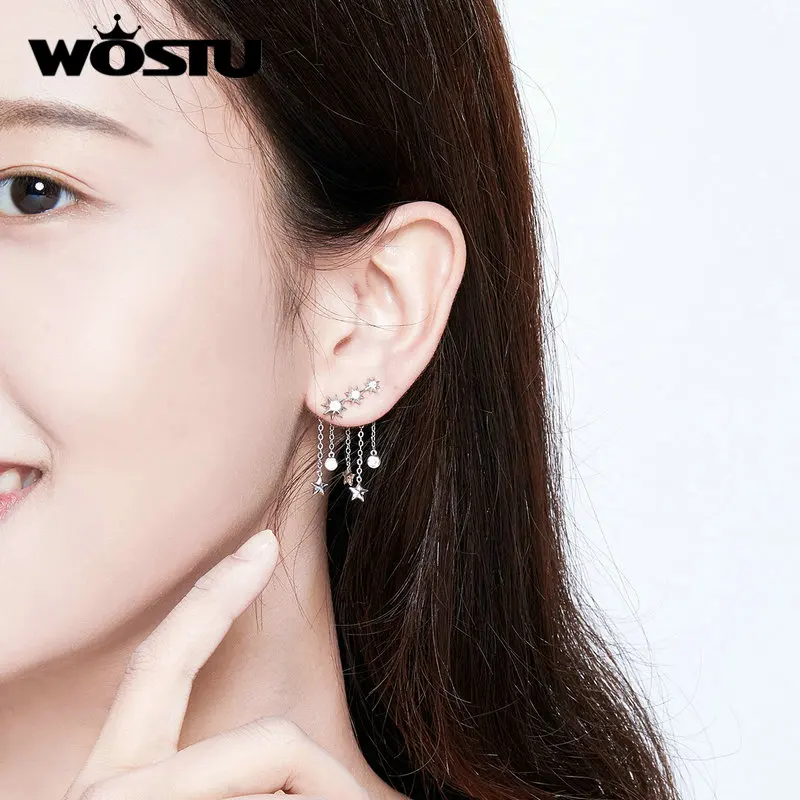 Женские серьги гвоздики со звездами из серебра 925 пробы|Серьги-гвоздики| |