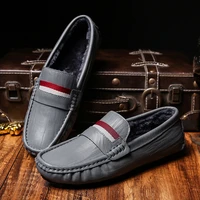 cow leather shoes for men loafers casual men shoes winter warm fashion fur shoes men genuine leather autumn lazy driving flats