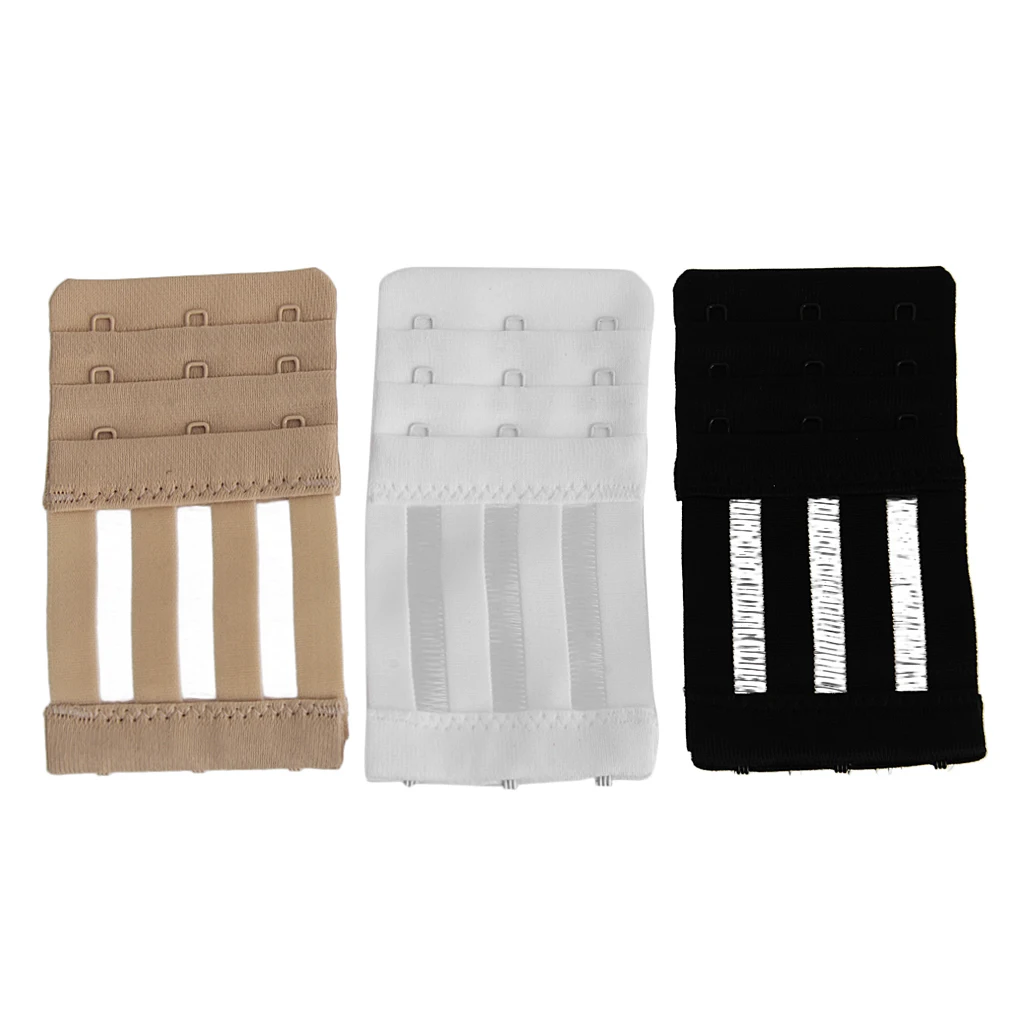 

3pcs Three Color Elastic Bra Straps Extension Bra Extenders 3 Hook