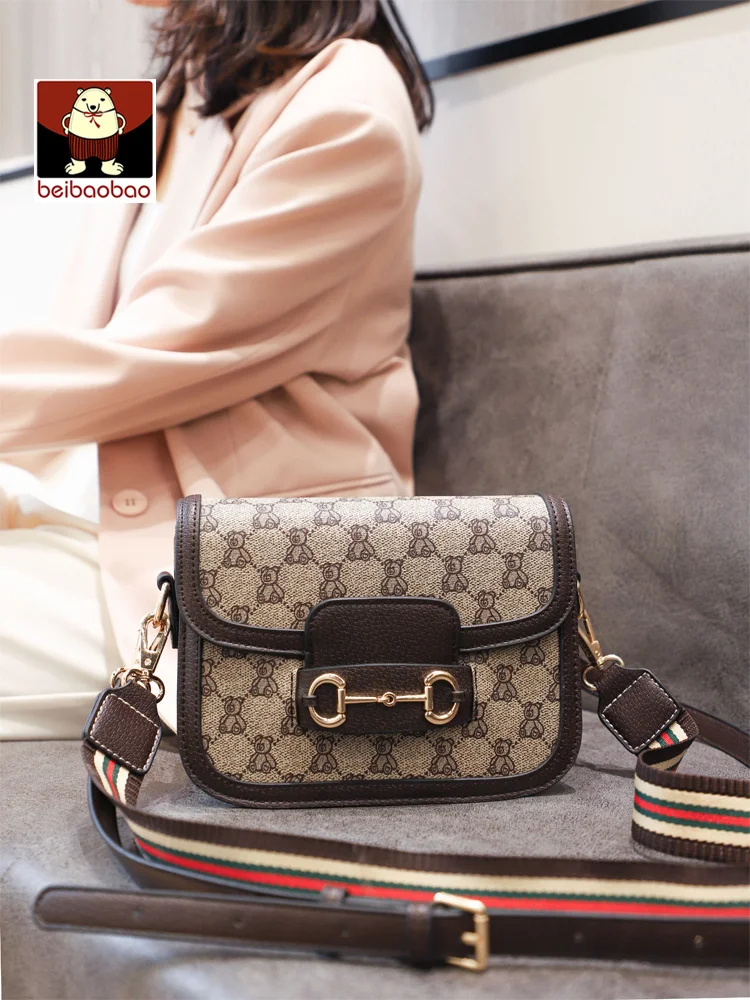 

Beibao popular saddle bag women's bag 2021 new fashion net Red Cross carrying small square bag small crowd single shoulder bag