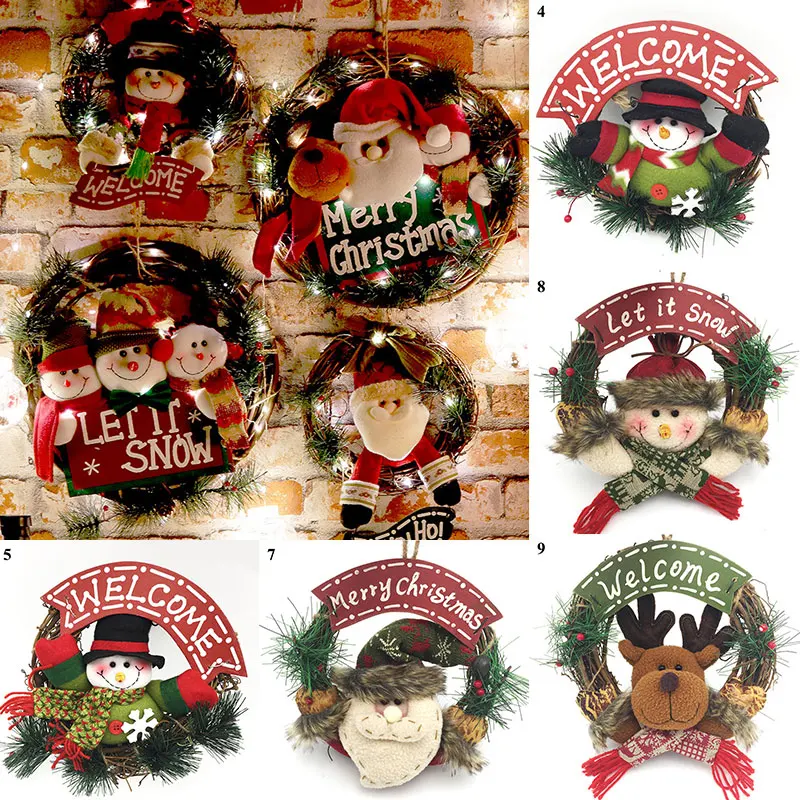Деревянная Рождественская гирлянда венок Декор Настенная подвесная дверь