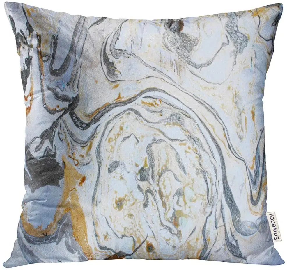 

Pillowcase watercolor abstract marble black and white gold silver gray artwork decoration home decoration square pillowcase