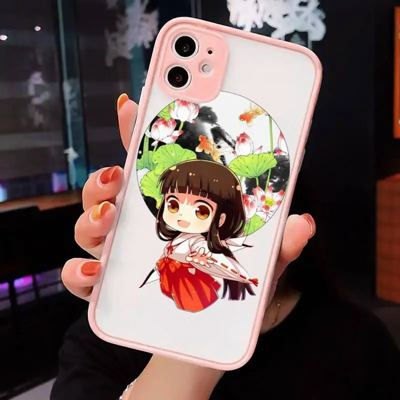 

Amine sweety Love Inuyasha Phone Case Matte Transparent for iPhone 7 8 11 12 s mini pro X XS XR MAX Plus cover funda
