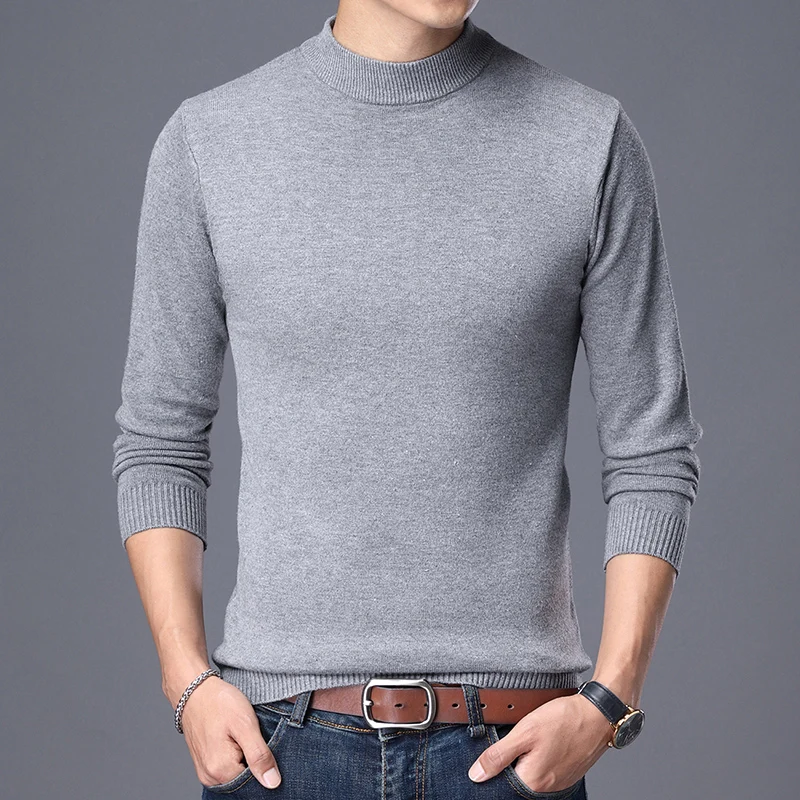 Men Sweaters Pullover 2021 Spring New Cotton O-Neck Solid Sweater Jumpers Autumn Male Slim Knitwear Brand bottoming shirt top