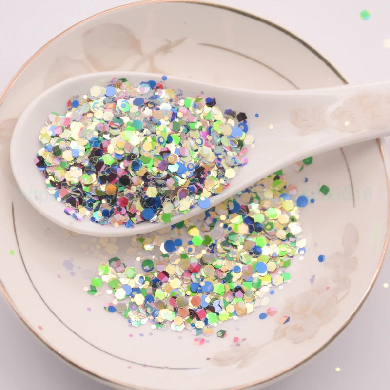 Блестящий микс в горошек круглые шестиугольные цветные Свободные пайетки для