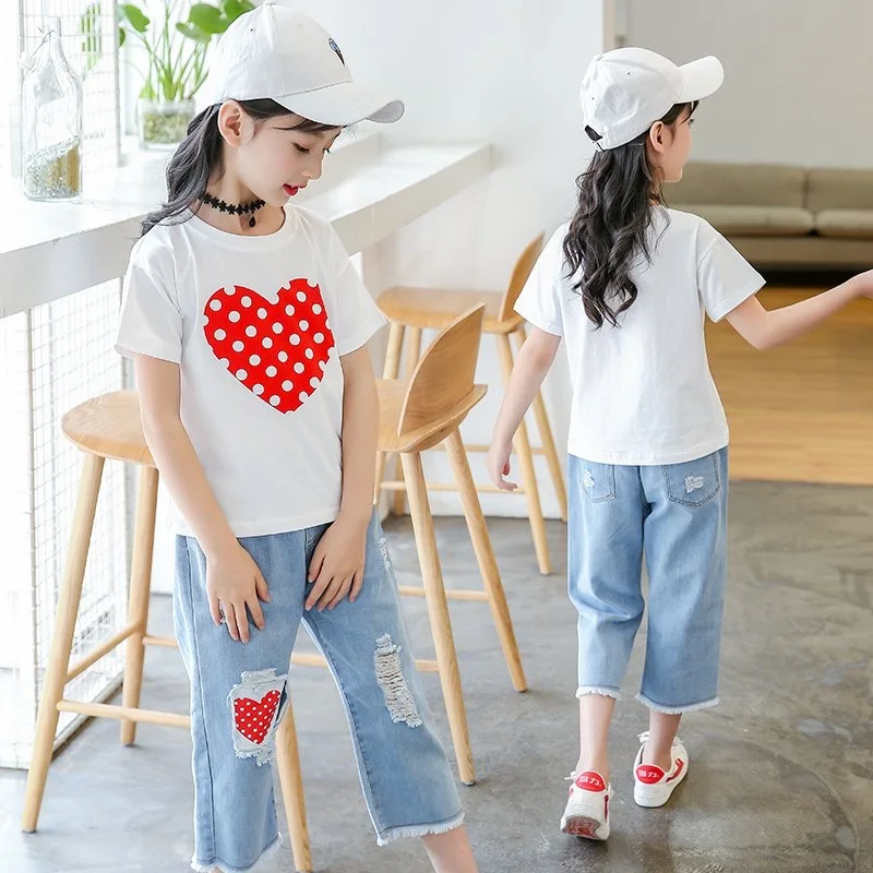 Комплект одежды из 2 предметов для девочек футболка с коротким рукавом и принтом +