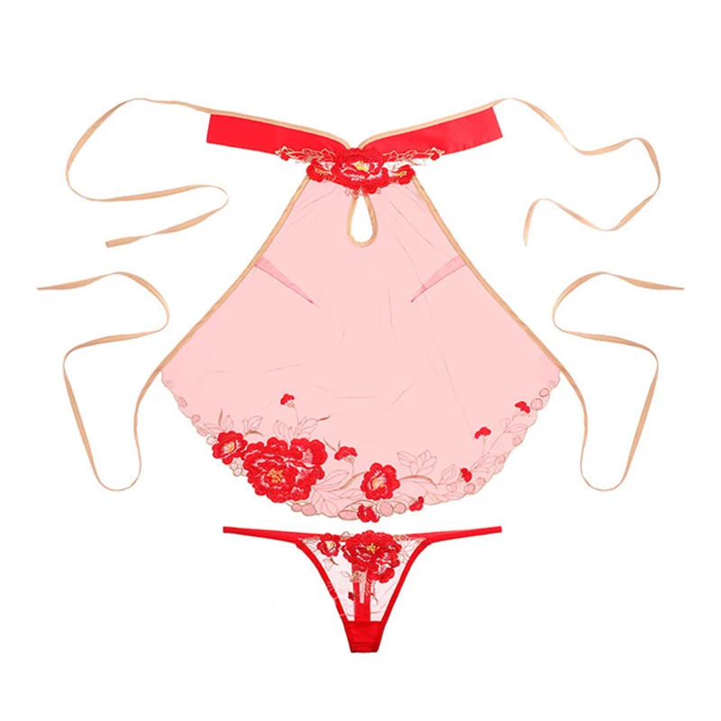 The New Flirting Openwork Lace Transparent Embroidered Slim Sexy Pajamas Set Women Lingerie Underwear | Женская одежда