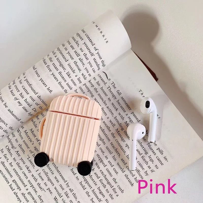 

1PC Fashion Cute Suitcase Trunk Earphone Protect Cover Bluetooth Earphone Charging Box Silicone Protect Cover For Apple Airpods
