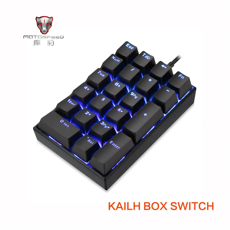 Motospeed K23 USB Проводная цифровая механическая клавиатура с Kailh коробка переключатель черный синий светодиодный подсветка 21 клавиши ноутбука