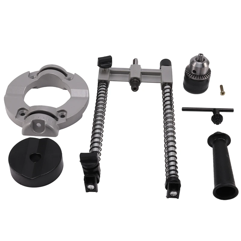 

1 Pcs Multifunctional Drill Stand Adjustable 45-90 Angle Drill Guide Attachment, with Chuck Drill Holder Stand, for Electric Dr