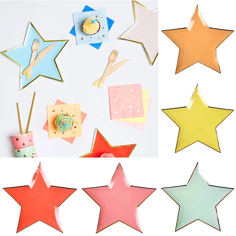 

8pcs/lot Five Pointed Star Paper Trays Wedding Party Decorations Disposable Tableware Fruit Snacks Storage Tray