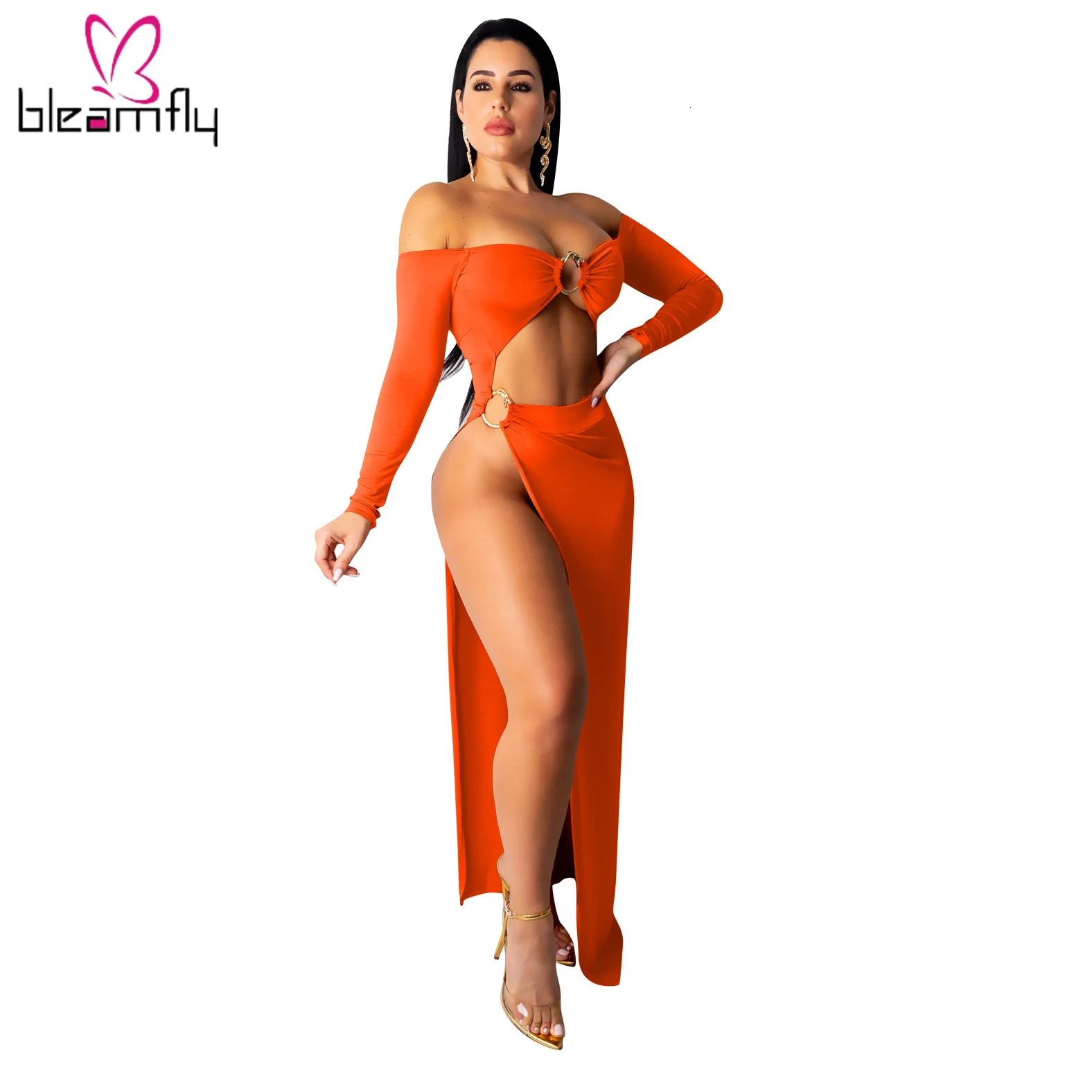 2019 женское сексуальное Макси платье с открытыми плечами вырезами и длинным