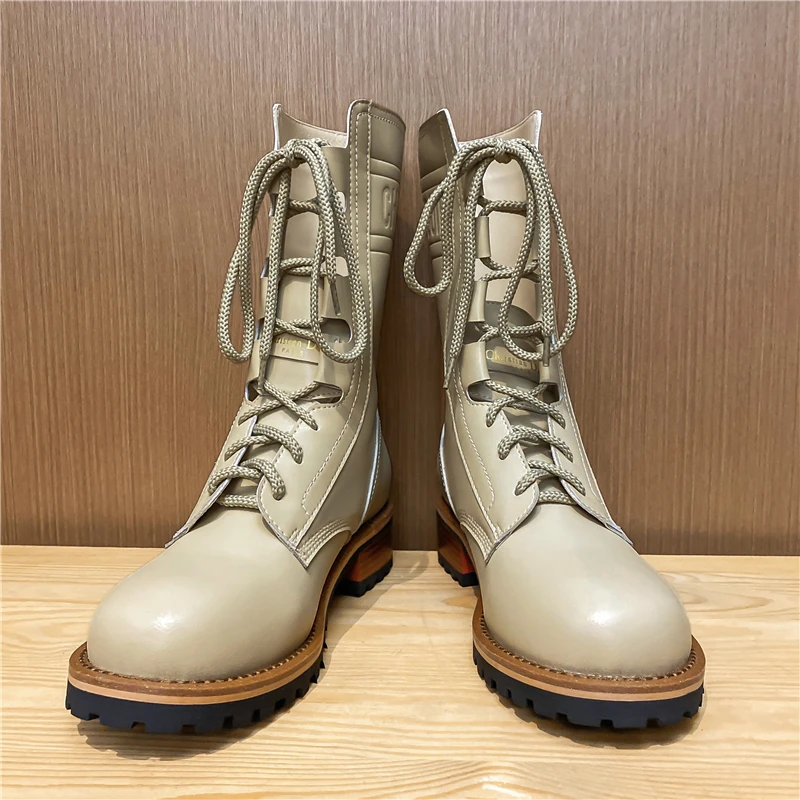 

2021 European and American Ladies Flat Martin Boots Flat Heel Motorcycle Boots