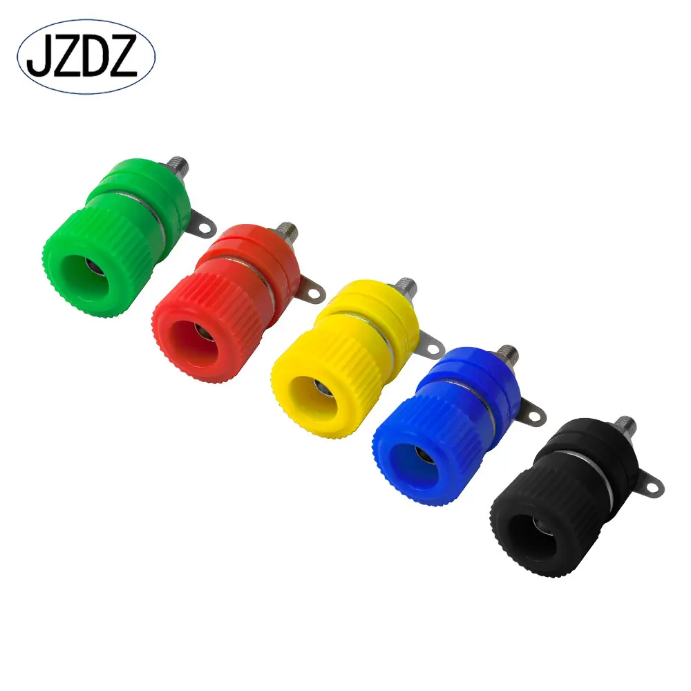 

JZDZ 10pcs 4mm Banana Socket Binding Post Nut Banana Plug Jack Connector Nickel Plated Terminals J.50004