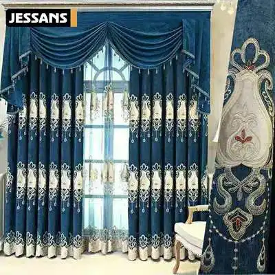 

New Chenille Curtains Water Drop Embroidery Curtains Living Room Dining Room Curtains Gold Thread Embroidery Curtains Custom